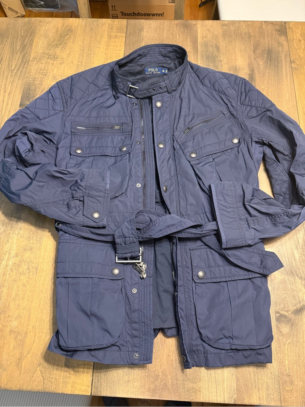 Polo by Ralph Lauren Navy Quilted Field Jacket with Belt